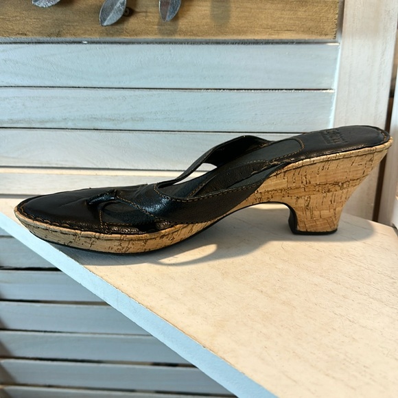 Born Shoes - Born Black Leather and Cork Sandals